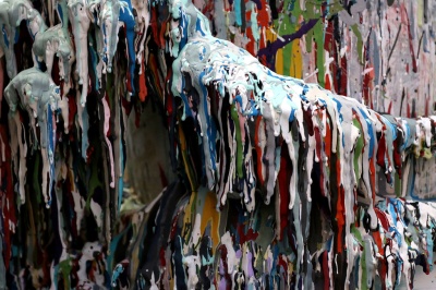 PHOTO BY MARIO BARTEL Drips of paint on a mixing can become an abstract work of art.