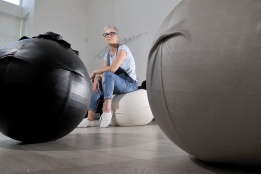 When I entered Darya Ahmadi's Port Coquitlam studio to talk about her passion project, I didn't realize the stylish decor was constructed of disguised exercise balls. I tried to compose the photo to emphasize their unique shape and the monochrome surroundings.