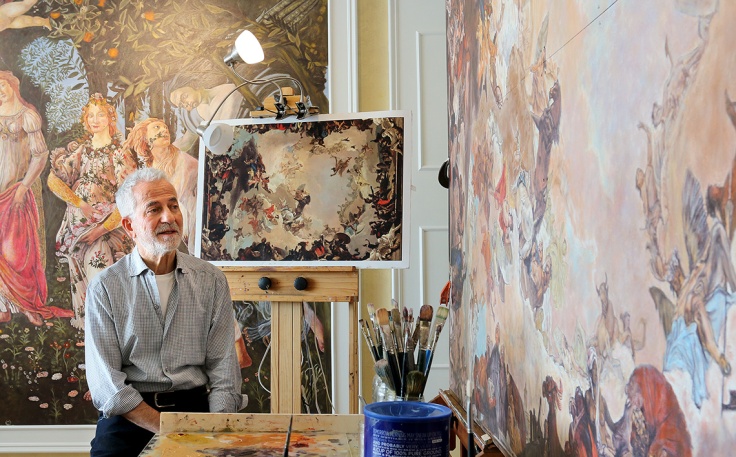 MARIO BARTEL/THE TRI-CITY NEWS Gericatano is in the final stages of completing his last painting, a fresco he will hand on the ceiling in the dining room of his Coquitlam home. He says he's run out of space for new works.